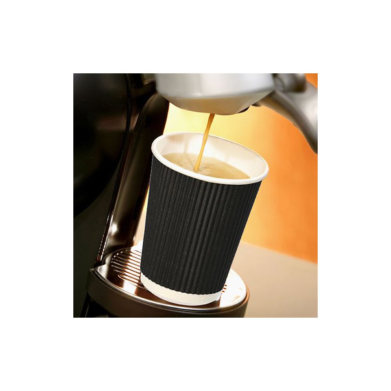 STARPAK kartonnen drinkbekers geribbeld 0,2 l zwart 25 stuks